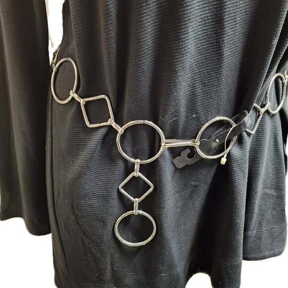 Vintage-Style Metal Chain Belt 42.5” | Geometric Circles & Squares - Picture 1 of 6